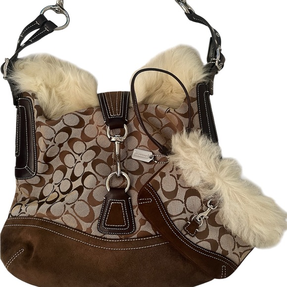 Coach Tan and Brown Shoulder Bag with Cream Accents Set of 2 luxury coach nwt - Picture 1 of 5